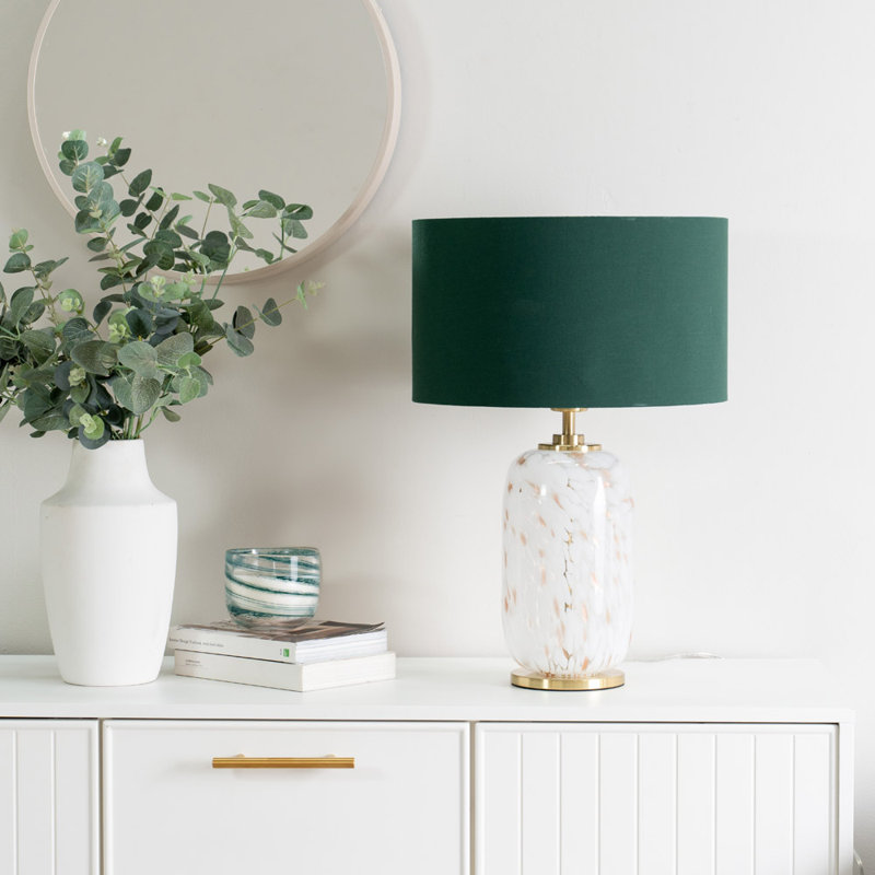 Glass Table Lamp, Green, Yes