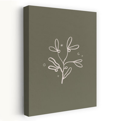Mistletoe, art de ligne céleste délicate, nature minimaliste, plante, reproduction