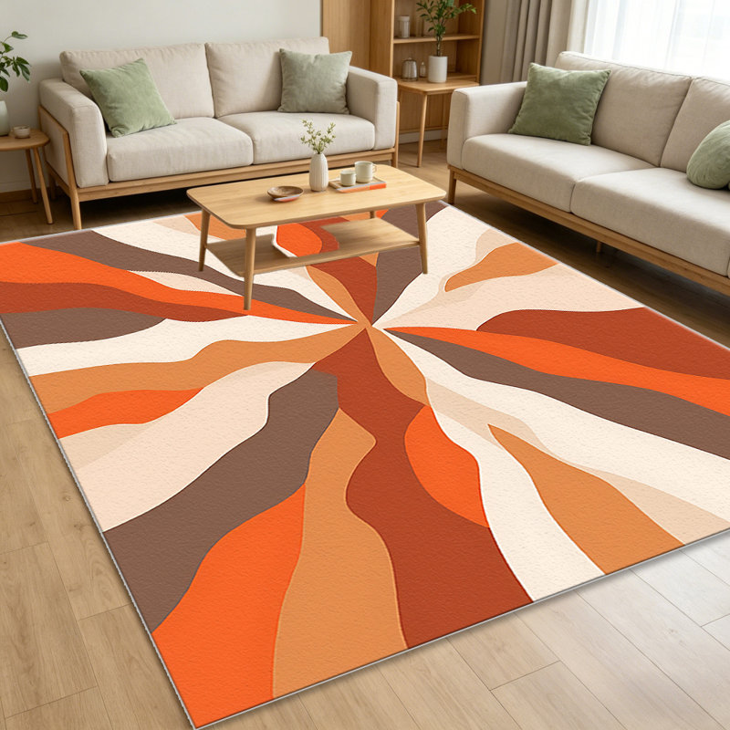 Burnt Orange Abstract   area rugs for Living Room, Soft and Comfortable, Suitable for all seasons, easy to maintain, machine washable Indoor floor mat, Under Table Farmhouse suitable for Bedroom, Dining Room, Study,  Balcony, Home Decor Patio