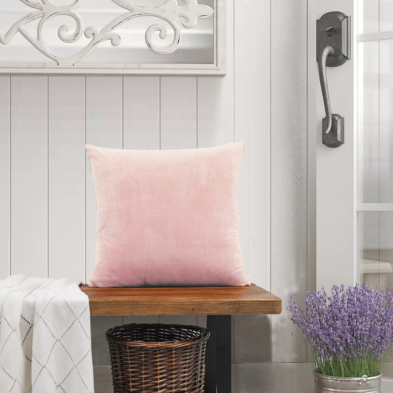 Rose Quartz 20" Square Polyester Microsuede Throw Pillow Covers