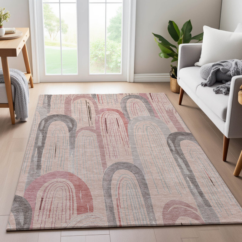 Premium Machine Washable Harjo AMF1588 Geometric Rug, Rectangle 8' x 10'