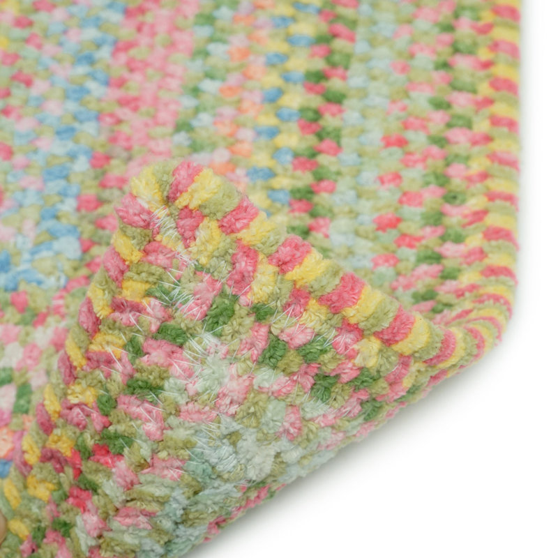 Aaru Hand Braided Cotton Light Green, Concentric Rectangle 24" x 36"