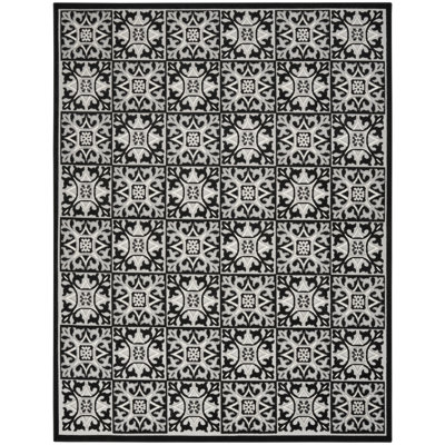 Minvydas Aloha  Geometric Black White Indoor/Outdoor Area Rug