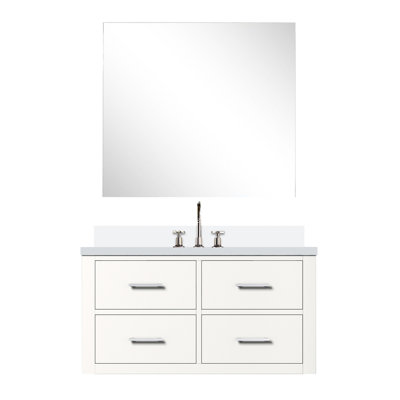 36" Bath Vanity With White Quartz Top & Faucet, 34" Mirror, 22" Depth 36x22, Top, 34 In. Assembled