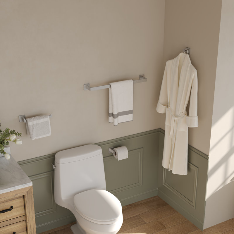 4-Piece Bathroom Hardware Set with Towel Bar, TP Holder, Robe Hook, Brushed Nickel