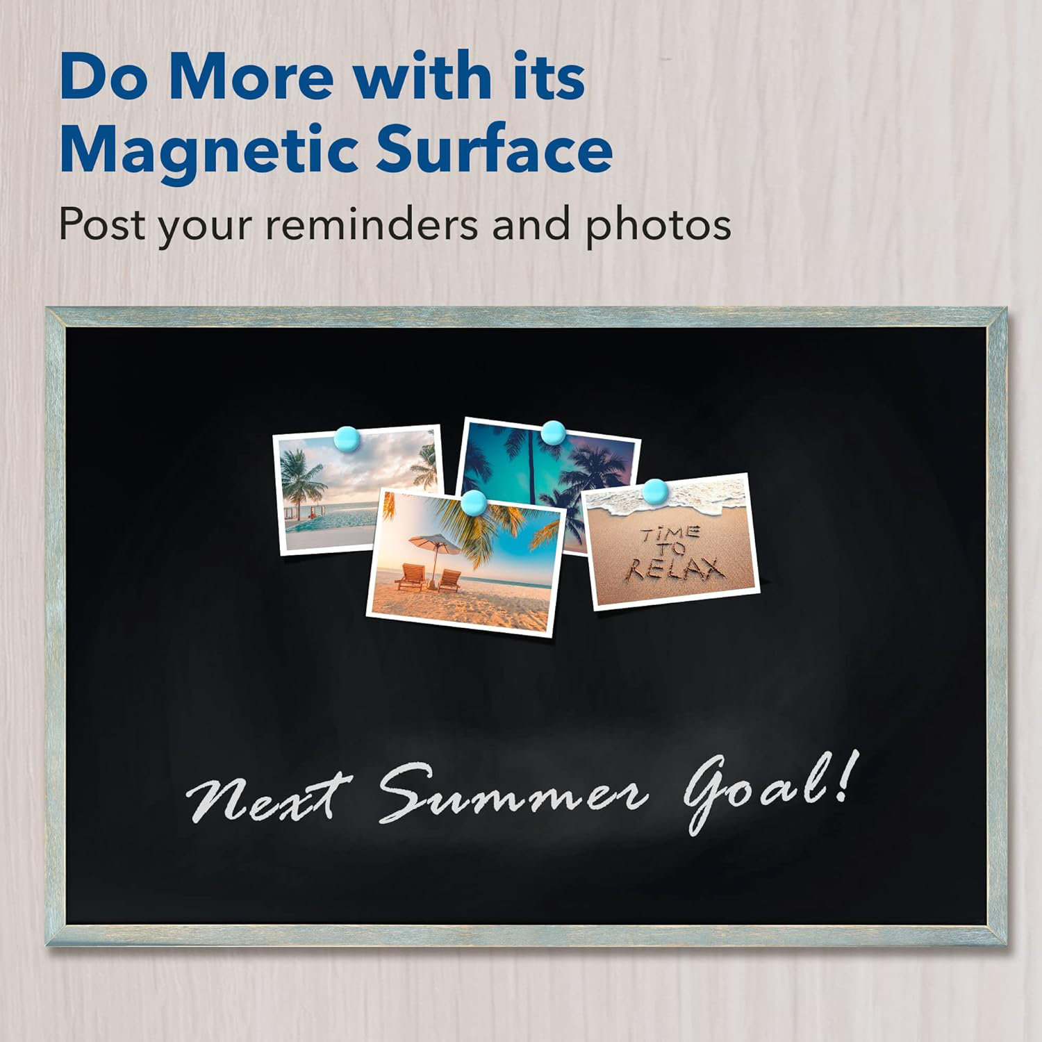 Magnetic Chalkboard With Vintage Wood Frame - 8.7 X 12.6 Inch Wall Blackboard For Home, Office, Restaurant Signs & Memos