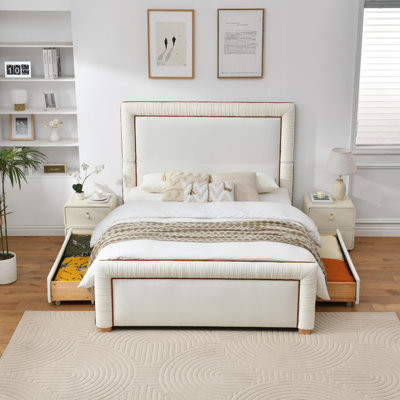 2 Drawers Large Storage Space Upholstered Bed