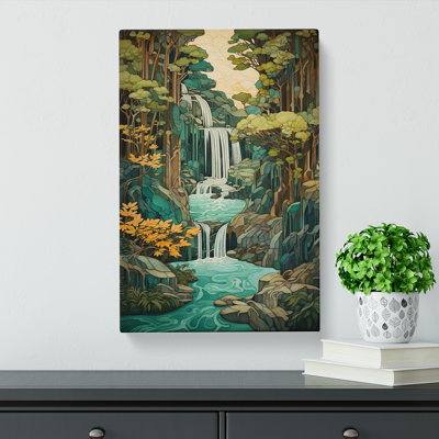 Waterfall Nouveau - Wrapped Canvas