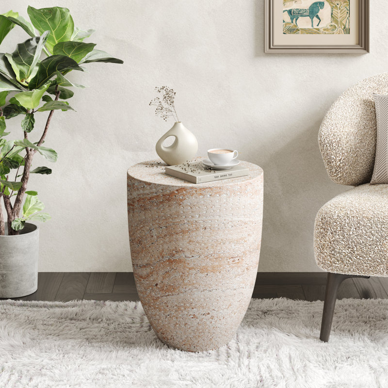 Table d'appoint Eustis, Travertin