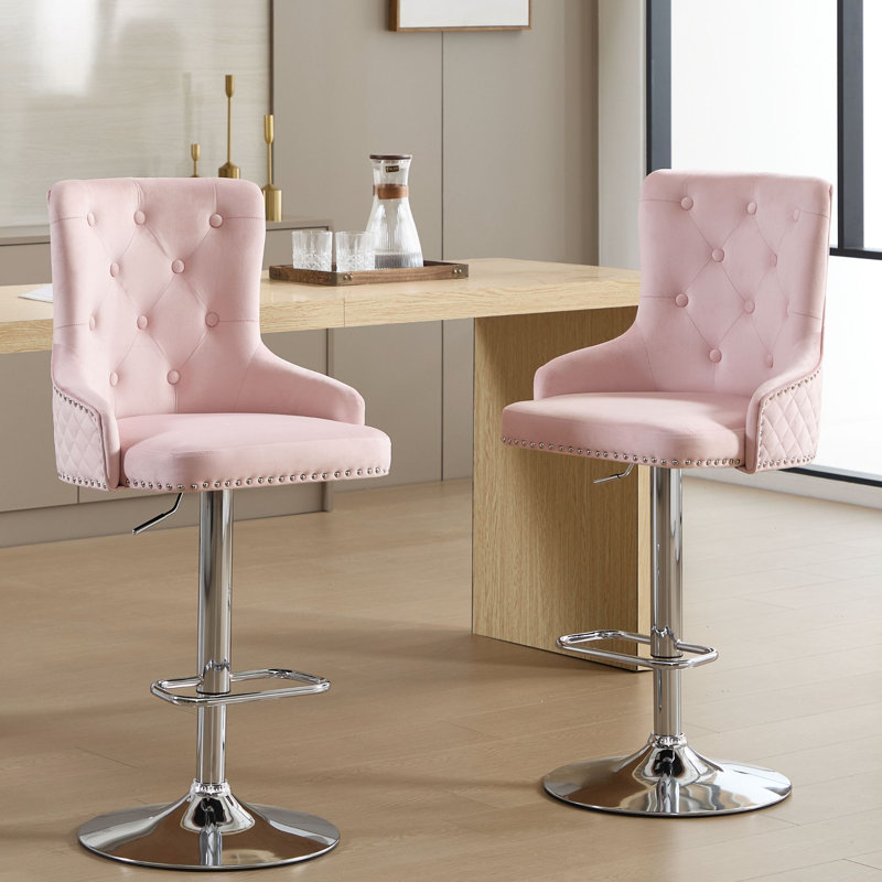 Tabouret de bar réglable en hauteur Markfrancis, Rose