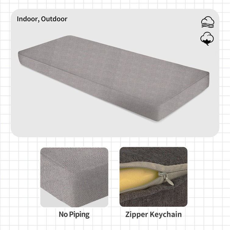 2'' H Customizable Bench Cushion For Indoor/Outdoor Furniture/Chair/Window Seat, Premium 75D High-Resilience Foam