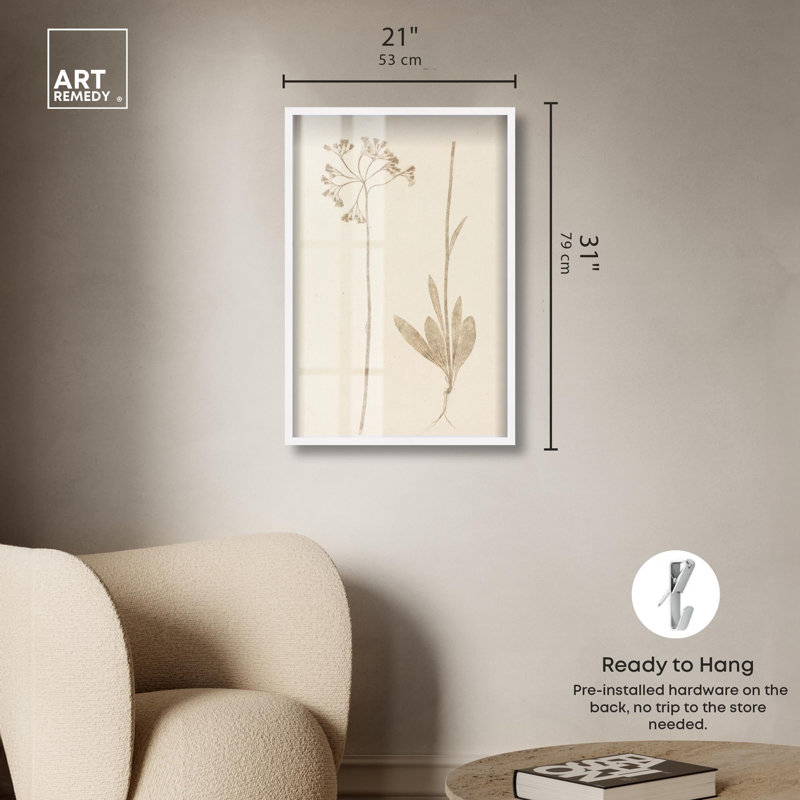 «Two Stems Shadowbox Print», art botanique par Art Remedy, H 31 po x l 21 po, Blanc