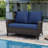 2-Person Outdoor PE Wicker Patio Loveseat with 4" Blue Cushions-889662914