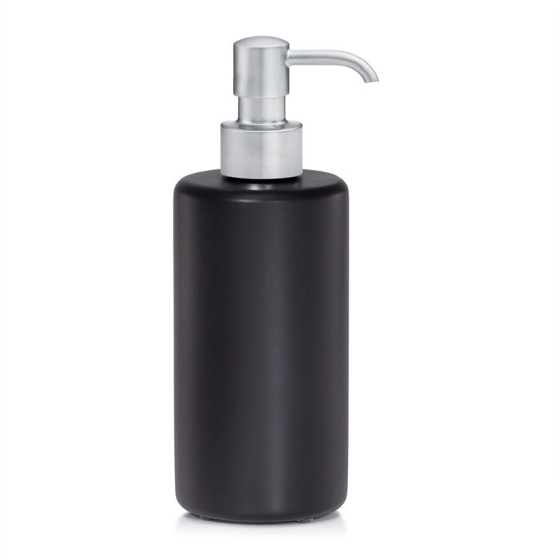 Domus Black Matte Soap / Lotion Dispenser, Satin Chrome
