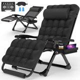Oversized XXL Folding Zero Gravity Chair, Patio Reclining Lounge Chair 33In with Cushions and Headrest
