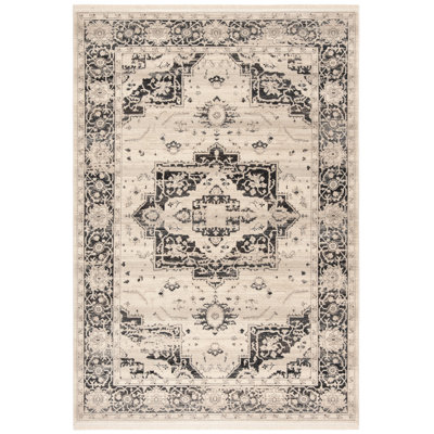 Tapis rétro ivoire / gris anthracite 447