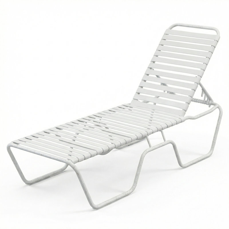 Armless Chaise, White Strap/River White