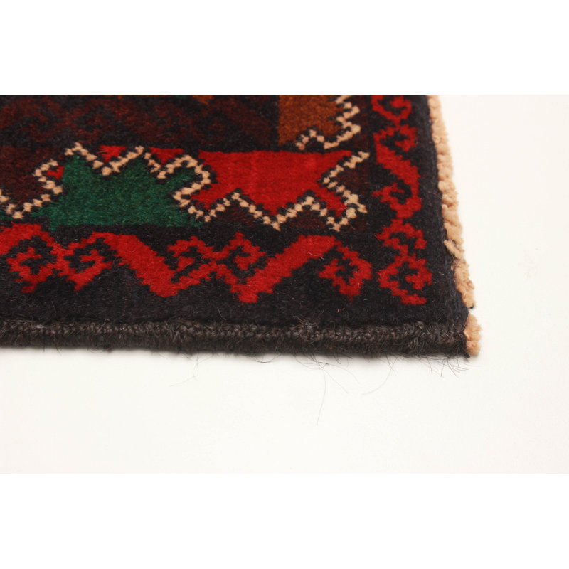 Tapis noir nouvel âge en laine de conception unique 3 pi x 4 pi 8 po One-of-a-Kind