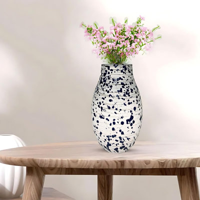Nahshun Blue and White Cylindar Ceramic Table Vase