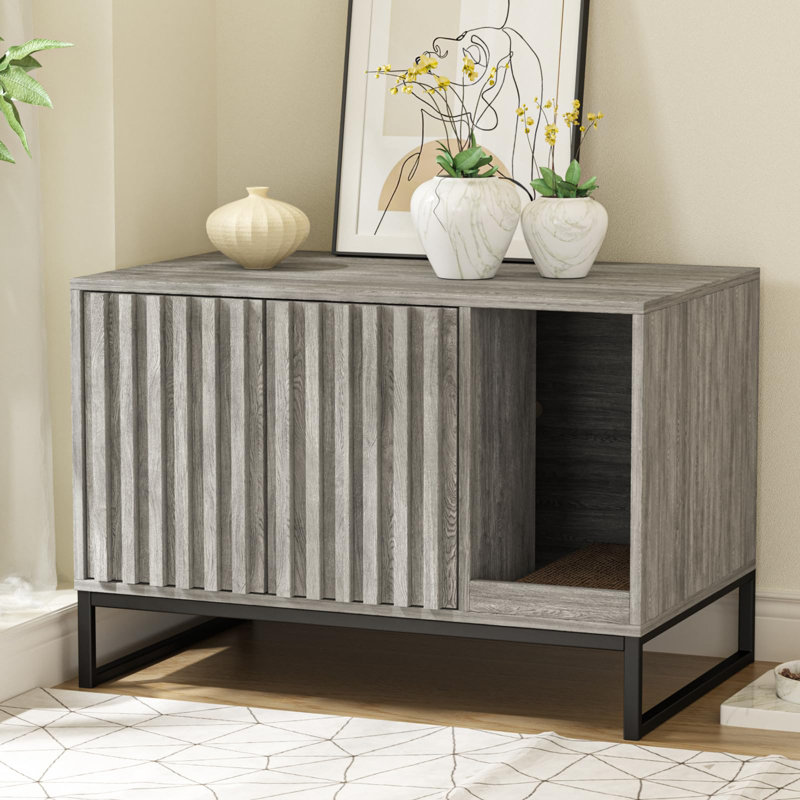 Enceinte de litière Hollomon, Gris / Noir