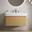 Meuble-lavabo suspendu de 91 cm avec lavabo, en contreplaqué, rangement moderne pour salle de bain-1016059019