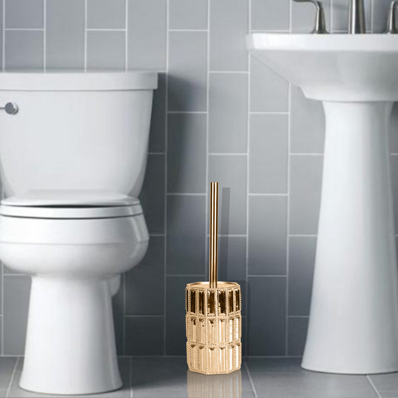 Haylie 6,54 po H Brosse de toilette et support autoportant, Or