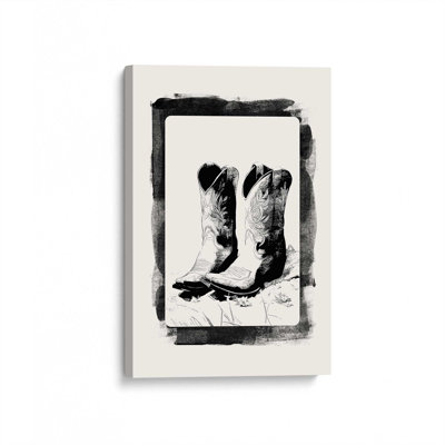 Toile tendue monochrome avec cartes Western III