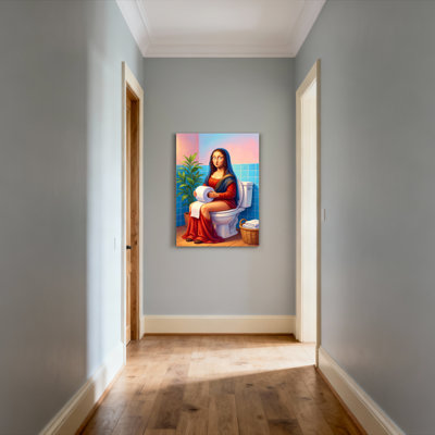 Tableau sur toile Mona Lisa sur les toilettes (lot de 1)