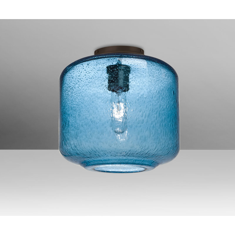Plafonnier encastré cylindrique simple 9,5 po Spero, Bronze, Bleu