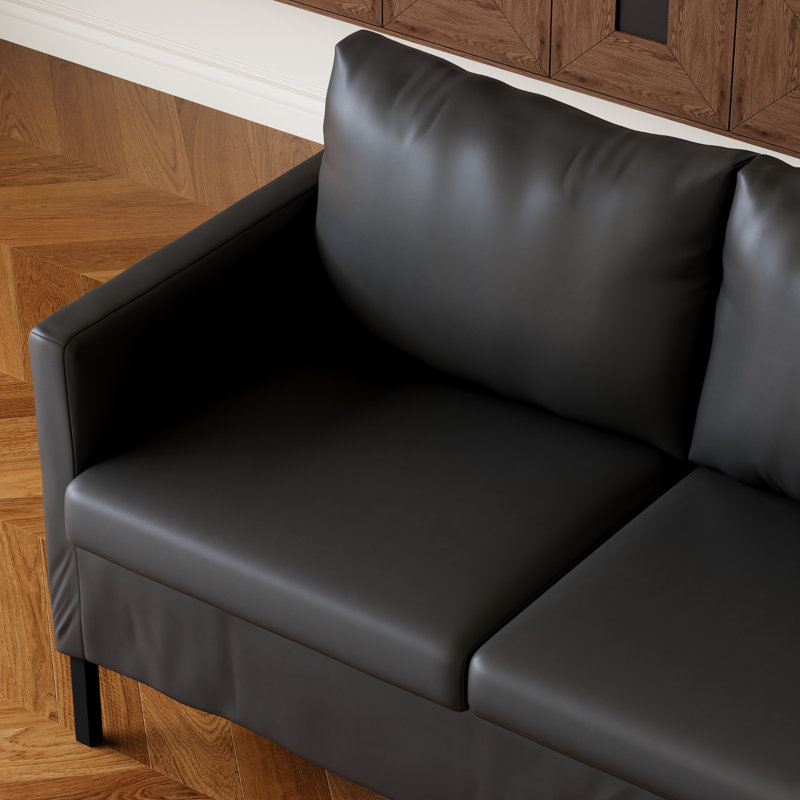 Causeuse moderne en similicuir de 51 po, Noir