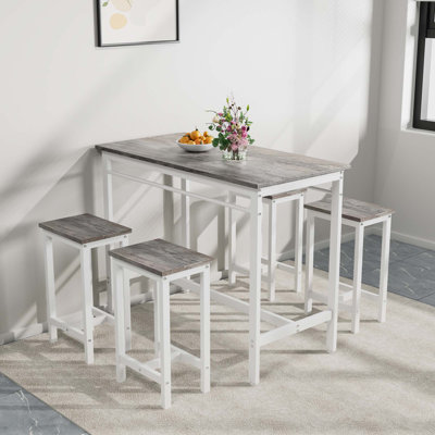 5-Piece Modern Kitchen Table with Four Bar Stools Bar Table Set 5Pc