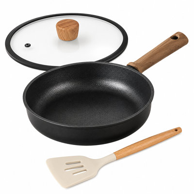 Titanium Frying Pan ，nonstick skillet 7.87IN, induction compatible pan, pan with lid，Suitable for induction cookers, gas stoves, and electric stoves