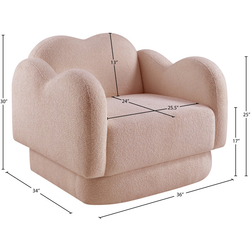 Chaise rembourrée Rainald, Tissu rose en peluche