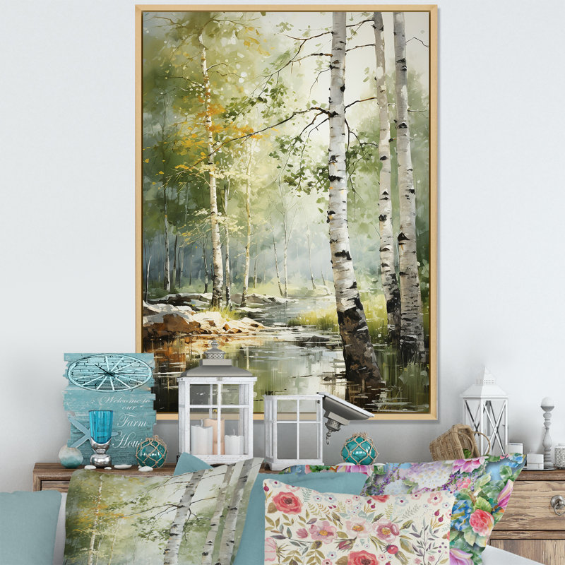 «Tranquil Shadows Green Forest III», reproduction sur toile, H 40 po x l 30 po x P 1,5 po, Cadre naturel flottant