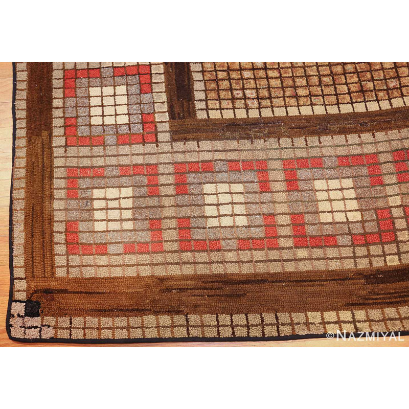 One-of-a-Kind Rectangle 7'7" X 8'8" 1920s Area Rug in Brown/Beige/Orange