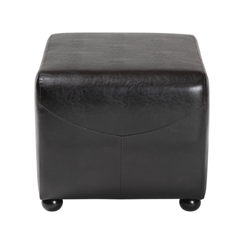 Faux Leather Ottoman, Dark Brown Faux Leather