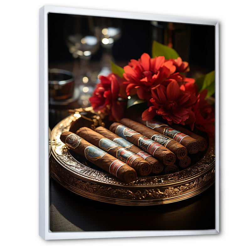 Cuba Cigar Expression II, reproduction d'art sur toile, Cadre flottant blanc, H 40 po x l 30 po x P 1,5 po