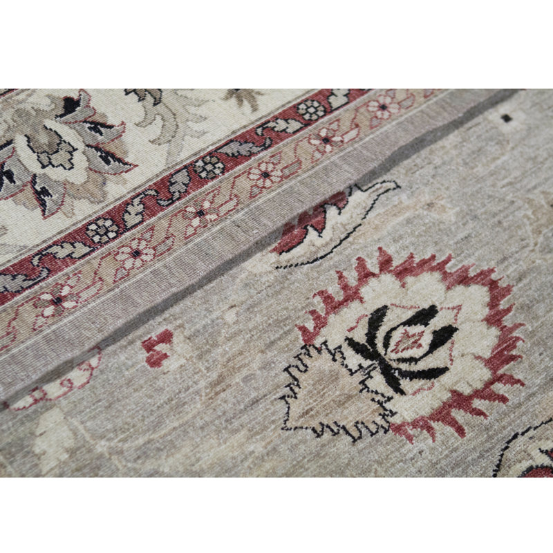 Tapis ivoire et rouge noué à la main de haute qualité
