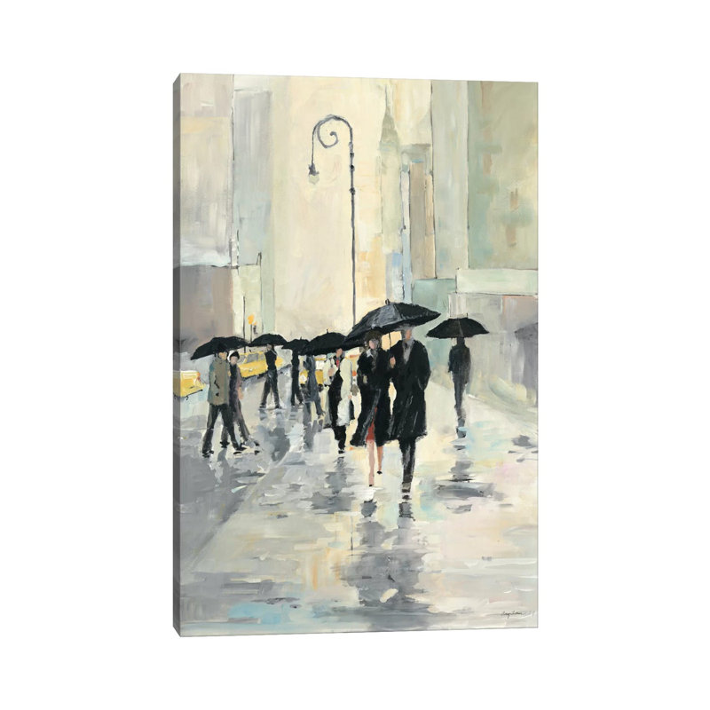 City In The Rain by Avery Tillmon - Painting on Canvas, Wrapped Canvas, 152.5 cm H x 101.5 cm W x 3.175 cm D