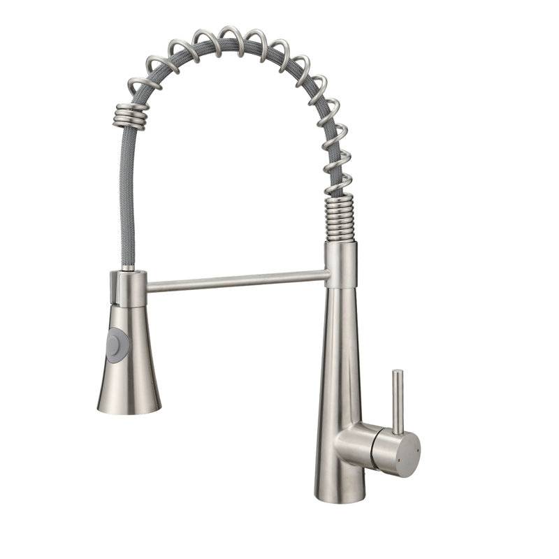 Kitchen Faucet With Brushed Nickel Pull Out - 360 Degree Swivel For Convenience Stainless Steel Efficient Use Of Water