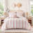 Pink Full Queen Bedding Sets, Microfiber Ruffle Comforter, Romantic Bedroom