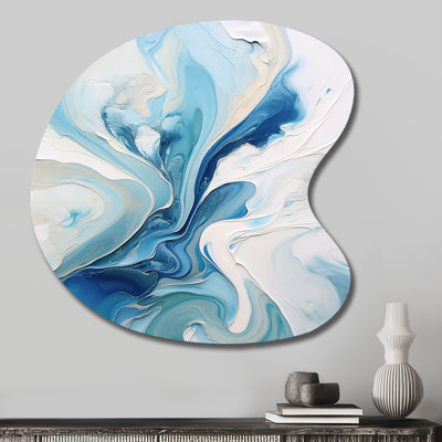 «Blue and Grey Ethereal Elixir V» - forme irrégulière, art mural abstrait en métal, reproduction de sculpture murale asymétrique en métal