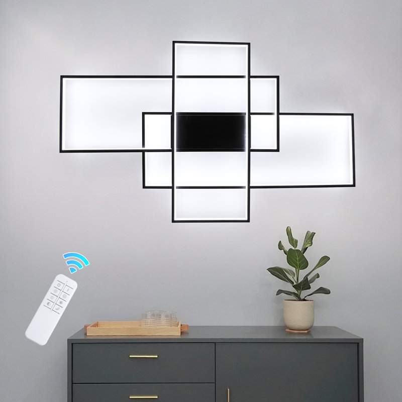 3 - Light Aluminum LED Dimmable Flush Mounted Sconce, Black