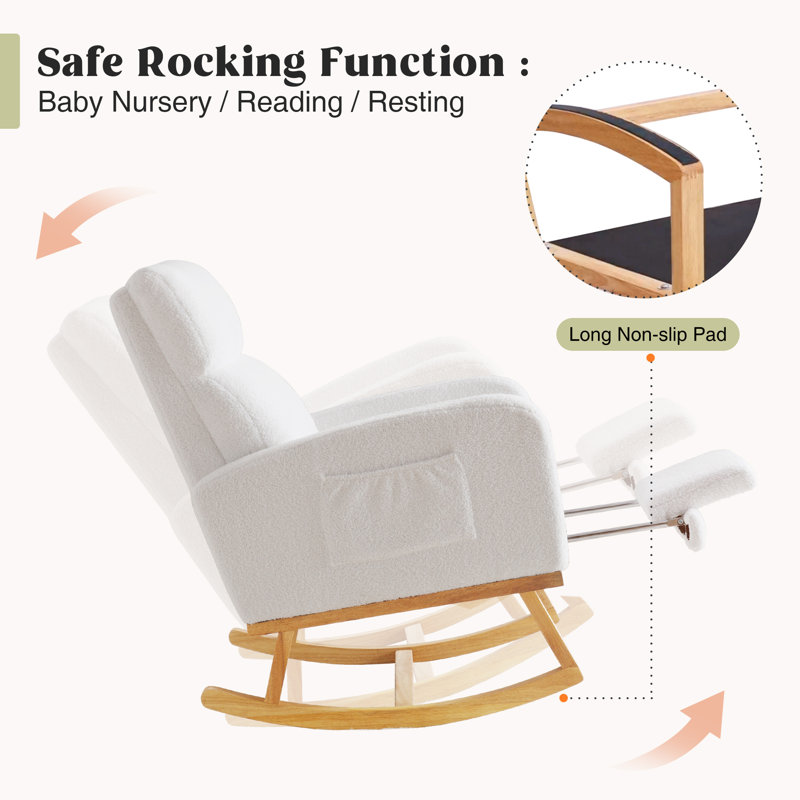 Anacely 28" Wide Roki with Solid Wood and Footrest, White Teddy