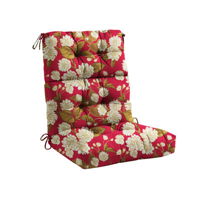 Coussins de chaise d'extérieur à haut dossier, coussins de chaise capitonnés Adirondack de 21 po x 4 po, coussins de mobilier de patio à motif résistant à l'eau pour chaise berçante de jardin, motif floral