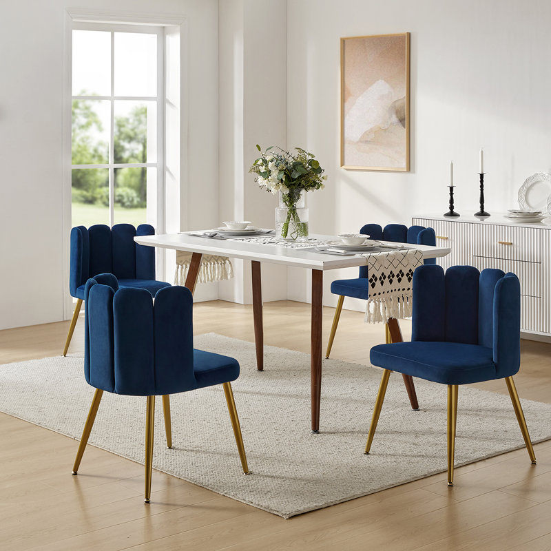 Yorba Upholstered Side Chair, Navy Velvet
