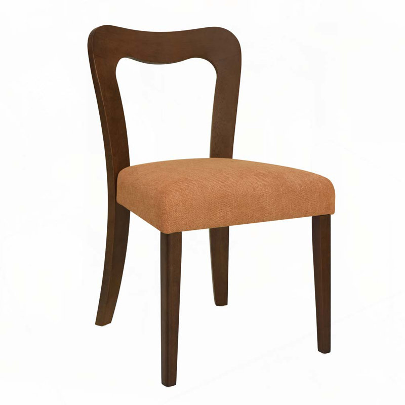 Alaric Mid-Century Modern Rubberwood Dining Chairs, Walnut, Beige
