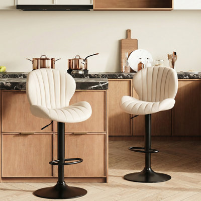  Swivel Upholstered Adjustable Height Bar Counter Stool with Metal Frame