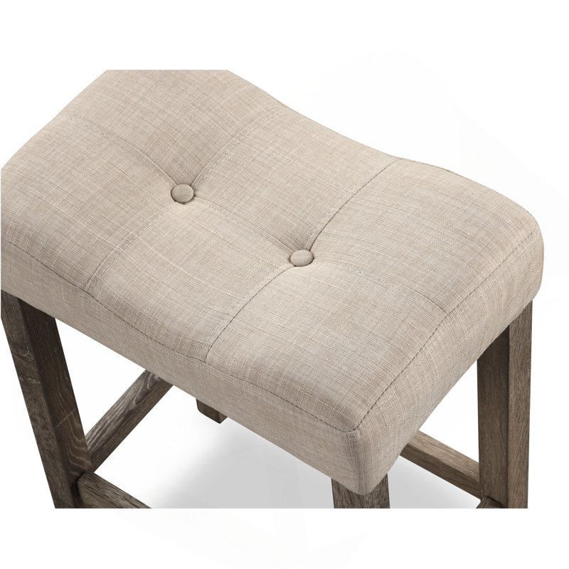 Tabouret capitonné à hauteur de comptoir à boutons, ensemble de 2, Taupe