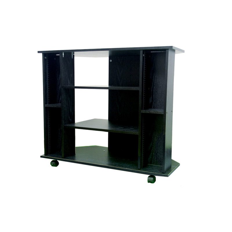 Meuble télé 35 po x 30 po en bois noir - Option de coin peu encombrant pour unités en bois